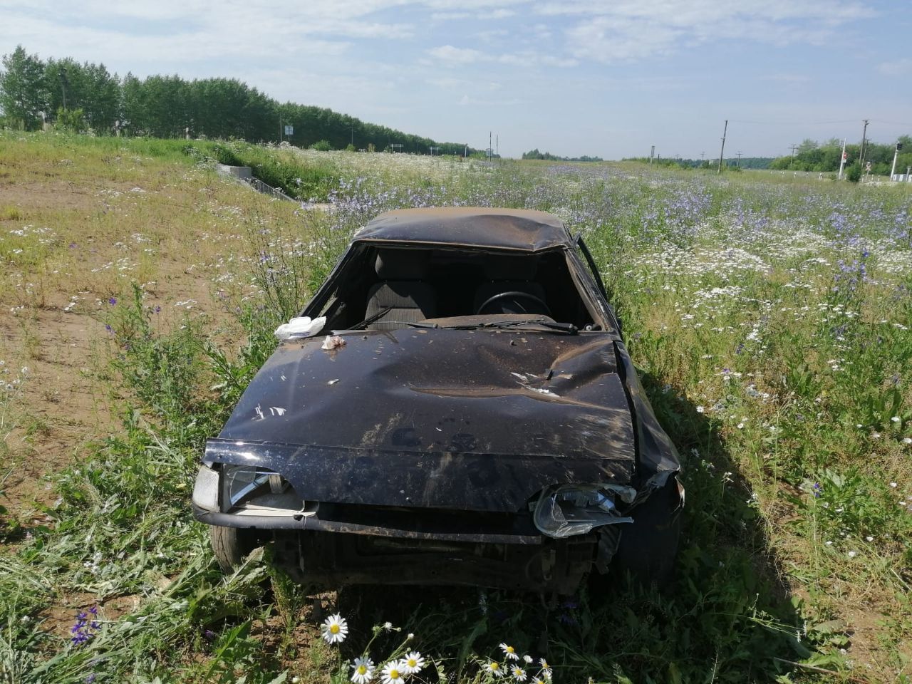 В Менделеевском районе автоледи съехала в кювет