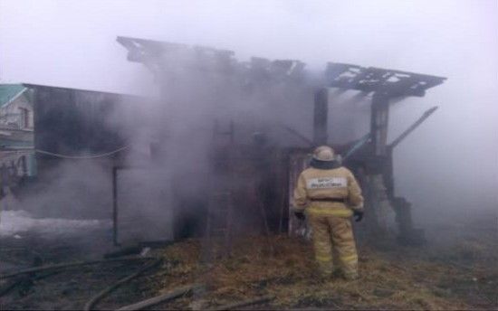 В Менделеевске горели надворные постройки